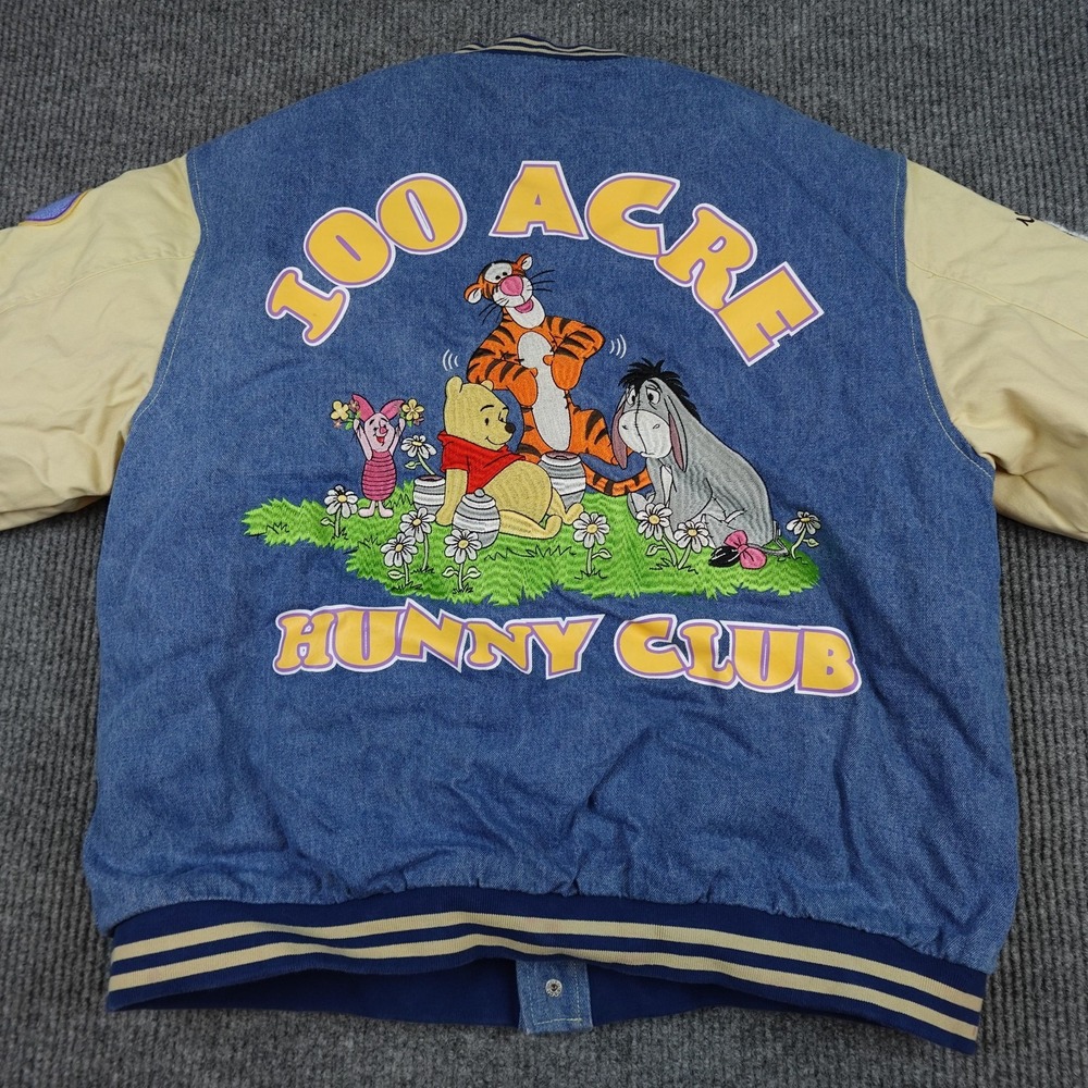 Vintage Disney Winnie The Pooh Varsity Jacket Mens XL Blue 100 Acre Hunny - Picture 7 of 12